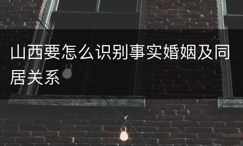 山西要怎么识别事实婚姻及同居关系