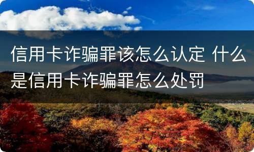 信用卡诈骗罪该怎么认定 什么是信用卡诈骗罪怎么处罚
