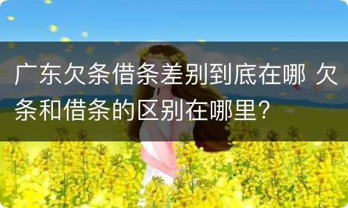 广东欠条借条差别到底在哪 欠条和借条的区别在哪里?