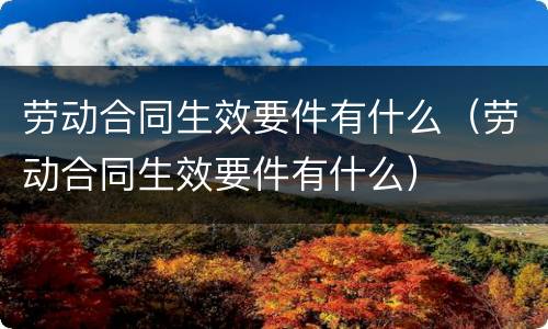 劳动合同生效要件有什么（劳动合同生效要件有什么）