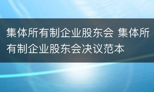 集体所有制企业股东会 集体所有制企业股东会决议范本