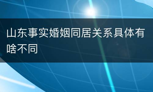 山东事实婚姻同居关系具体有啥不同