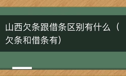 山西欠条跟借条区别有什么（欠条和借条有）