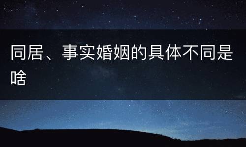 同居、事实婚姻的具体不同是啥