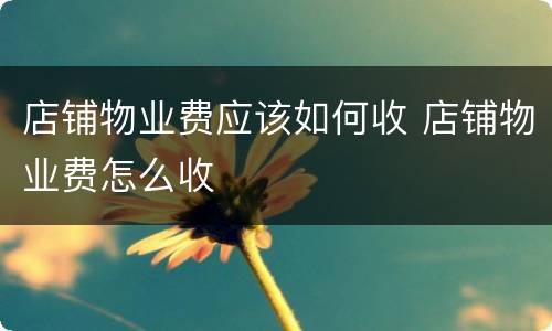 店铺物业费应该如何收 店铺物业费怎么收