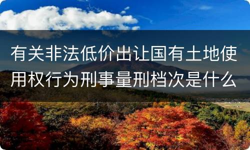 有关非法低价出让国有土地使用权行为刑事量刑档次是什么样