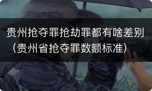 贵州抢夺罪抢劫罪都有啥差别（贵州省抢夺罪数额标准）