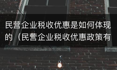 民营企业税收优惠是如何体现的（民营企业税收优惠政策有哪些）