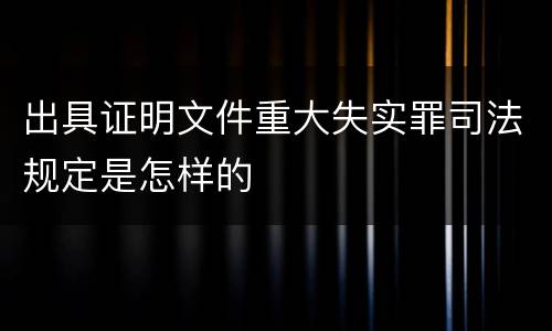 出具证明文件重大失实罪司法规定是怎样的