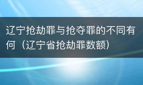 辽宁抢劫罪与抢夺罪的不同有何（辽宁省抢劫罪数额）