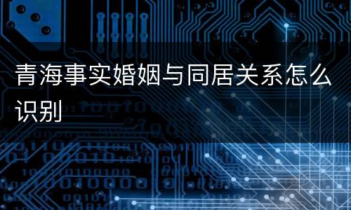 青海事实婚姻与同居关系怎么识别