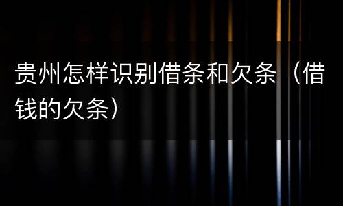 贵州怎样识别借条和欠条（借钱的欠条）