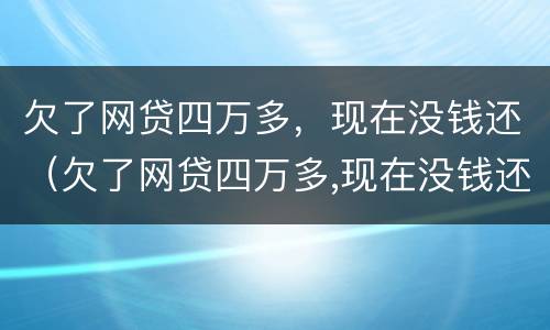 欠了网贷四万多，现在没钱还（欠了网贷四万多,现在没钱还怎么办）