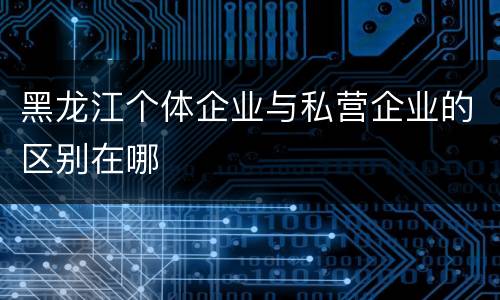 黑龙江个体企业与私营企业的区别在哪