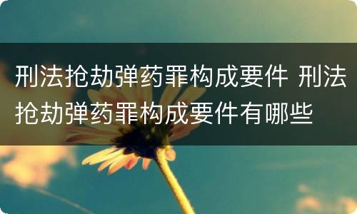 刑法抢劫弹药罪构成要件 刑法抢劫弹药罪构成要件有哪些
