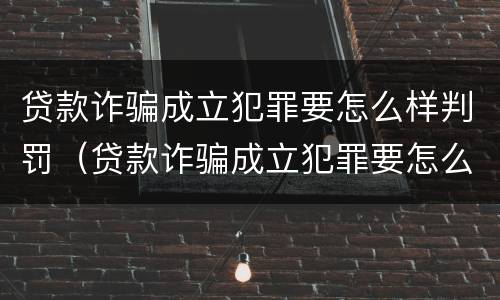 贷款诈骗成立犯罪要怎么样判罚（贷款诈骗成立犯罪要怎么样判罚呢）