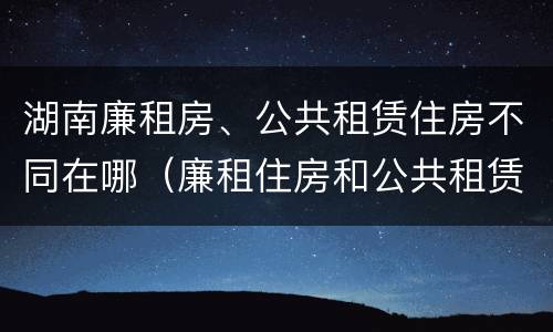 湖南廉租房、公共租赁住房不同在哪（廉租住房和公共租赁住房的区别）