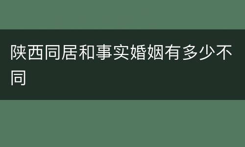 陕西同居和事实婚姻有多少不同