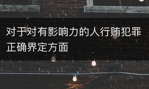 对于对有影响力的人行贿犯罪正确界定方面