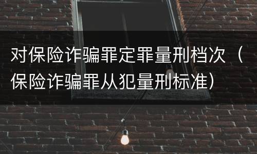对保险诈骗罪定罪量刑档次（保险诈骗罪从犯量刑标准）