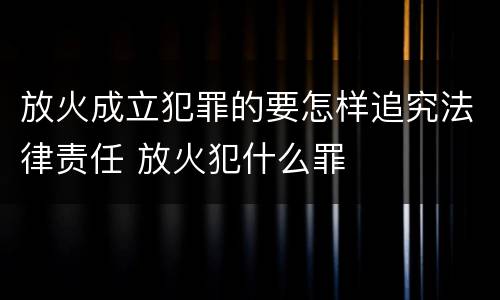 放火成立犯罪的要怎样追究法律责任 放火犯什么罪