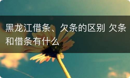 黑龙江借条、欠条的区别 欠条和借条有什么