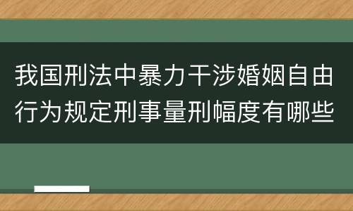 我国刑法中暴力干涉婚姻自由行为规定刑事量刑幅度有哪些