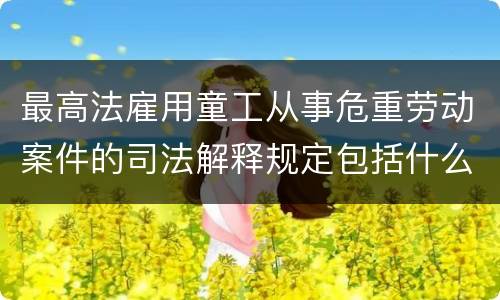 最高法雇用童工从事危重劳动案件的司法解释规定包括什么重要内容