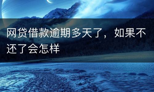 网贷借款逾期多天了，如果不还了会怎样