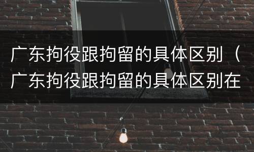 广东拘役跟拘留的具体区别（广东拘役跟拘留的具体区别在哪）