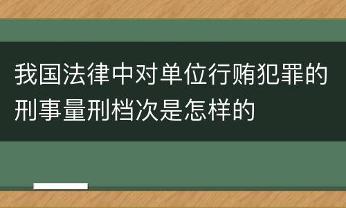 我国法律中对单位行贿犯罪的刑事量刑档次是怎样的