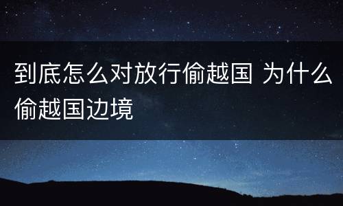 到底怎么对放行偷越国 为什么偷越国边境