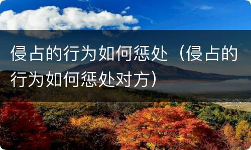 侵占的行为如何惩处（侵占的行为如何惩处对方）