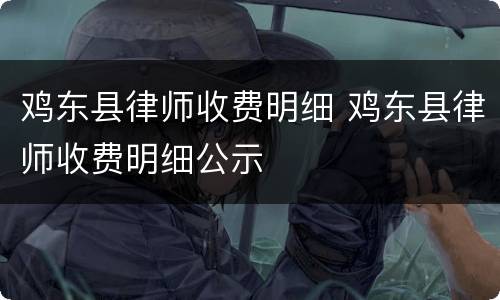鸡东县律师收费明细 鸡东县律师收费明细公示