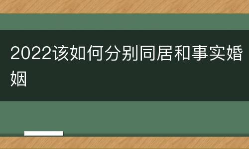 2022该如何分别同居和事实婚姻