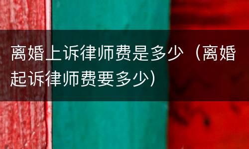 离婚上诉律师费是多少（离婚起诉律师费要多少）