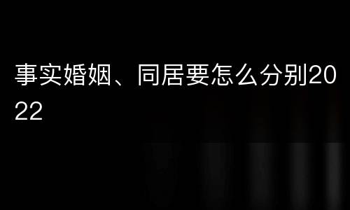 事实婚姻、同居要怎么分别2022