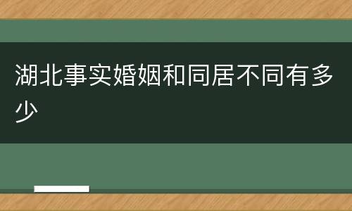 湖北事实婚姻和同居不同有多少