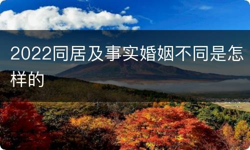 2022同居及事实婚姻不同是怎样的