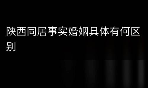 陕西同居事实婚姻具体有何区别