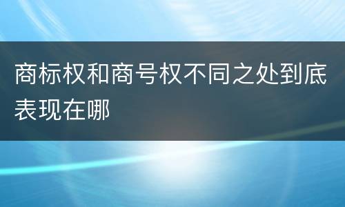 商标权和商号权不同之处到底表现在哪