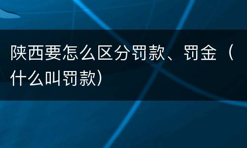 陕西要怎么区分罚款、罚金（什么叫罚款）