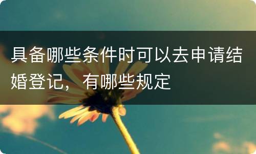 具备哪些条件时可以去申请结婚登记，有哪些规定
