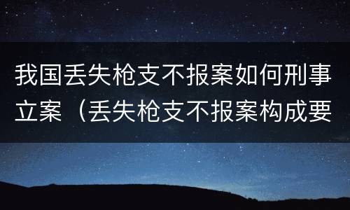 我国丢失枪支不报案如何刑事立案（丢失枪支不报案构成要件）