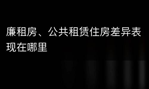 廉租房、公共租赁住房差异表现在哪里