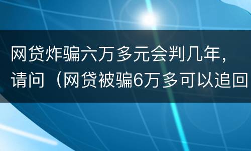 网贷炸骗六万多元会判几年，请问（网贷被骗6万多可以追回来吗）