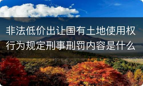 非法低价出让国有土地使用权行为规定刑事刑罚内容是什么样
