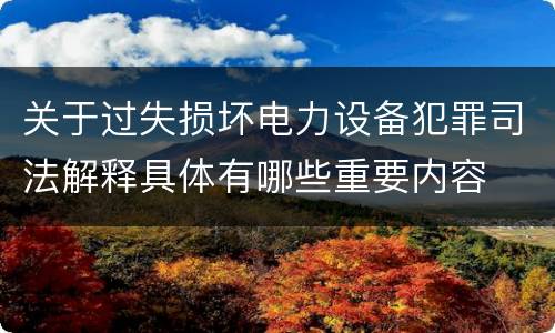 关于过失损坏电力设备犯罪司法解释具体有哪些重要内容