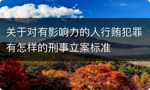 关于对有影响力的人行贿犯罪有怎样的刑事立案标准