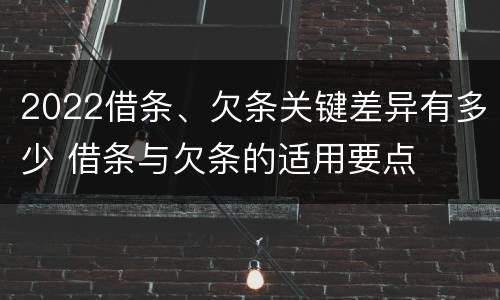 2022借条、欠条关键差异有多少 借条与欠条的适用要点